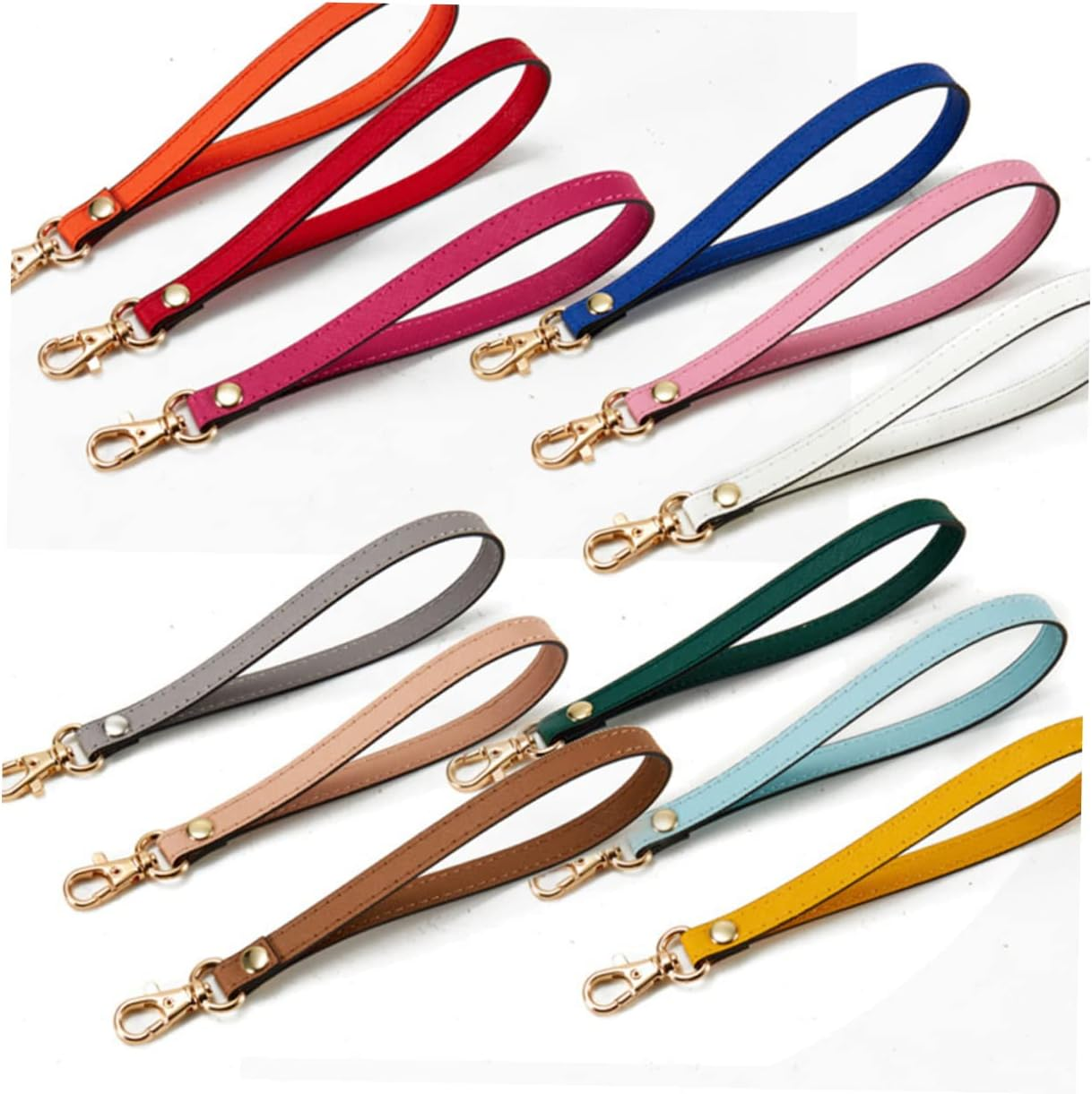 SHINEOFI Leather Wrist Strap and Clutch Wristlet for Women Pink Textured Genuine Leather with Gold Buckle Keychain Hand Strap for Purse and Wallet Accessories