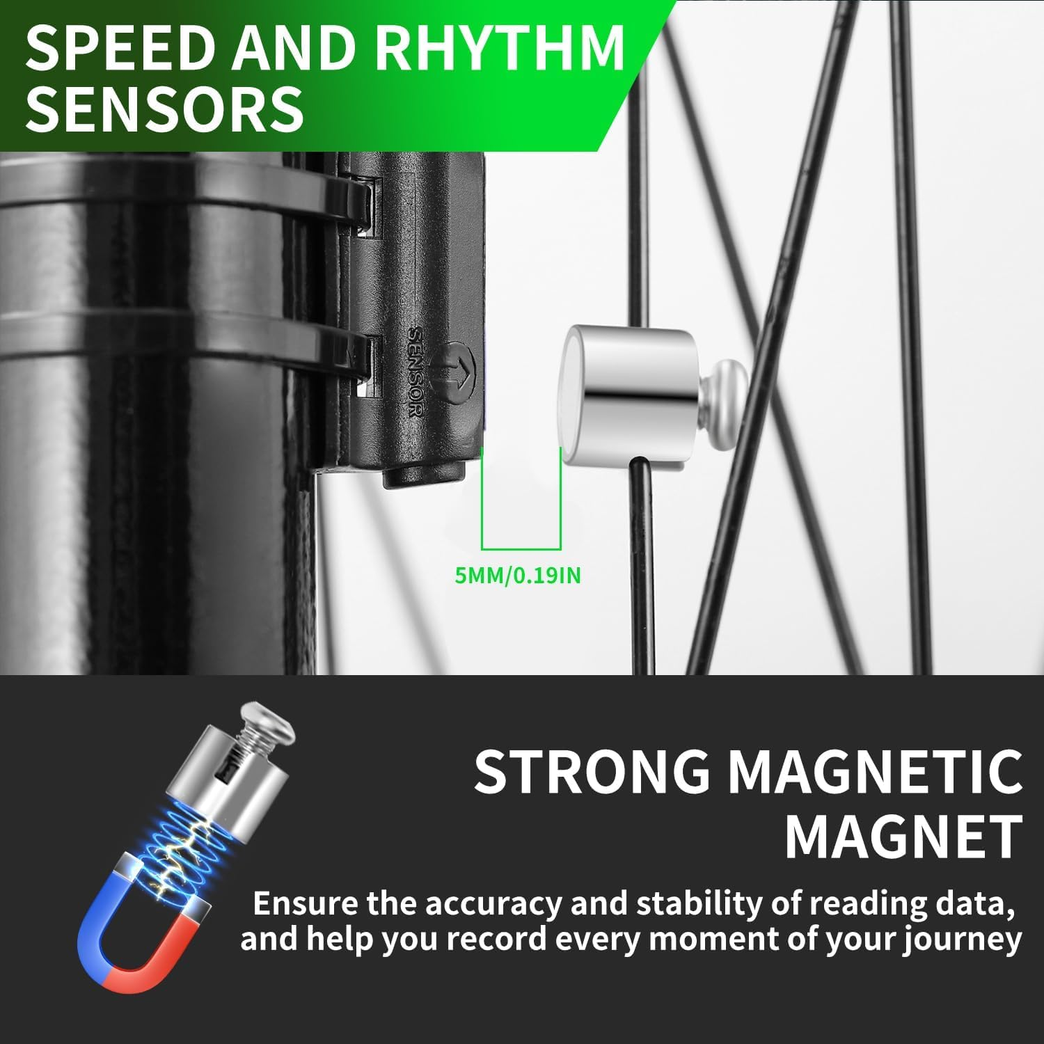 Bike Computer - 19 Functions IP54 Waterproof - GPS Speedometer, Backlit Touch Screen - Cycling Computers - Universal Cycle Computer for Bikes image number 3