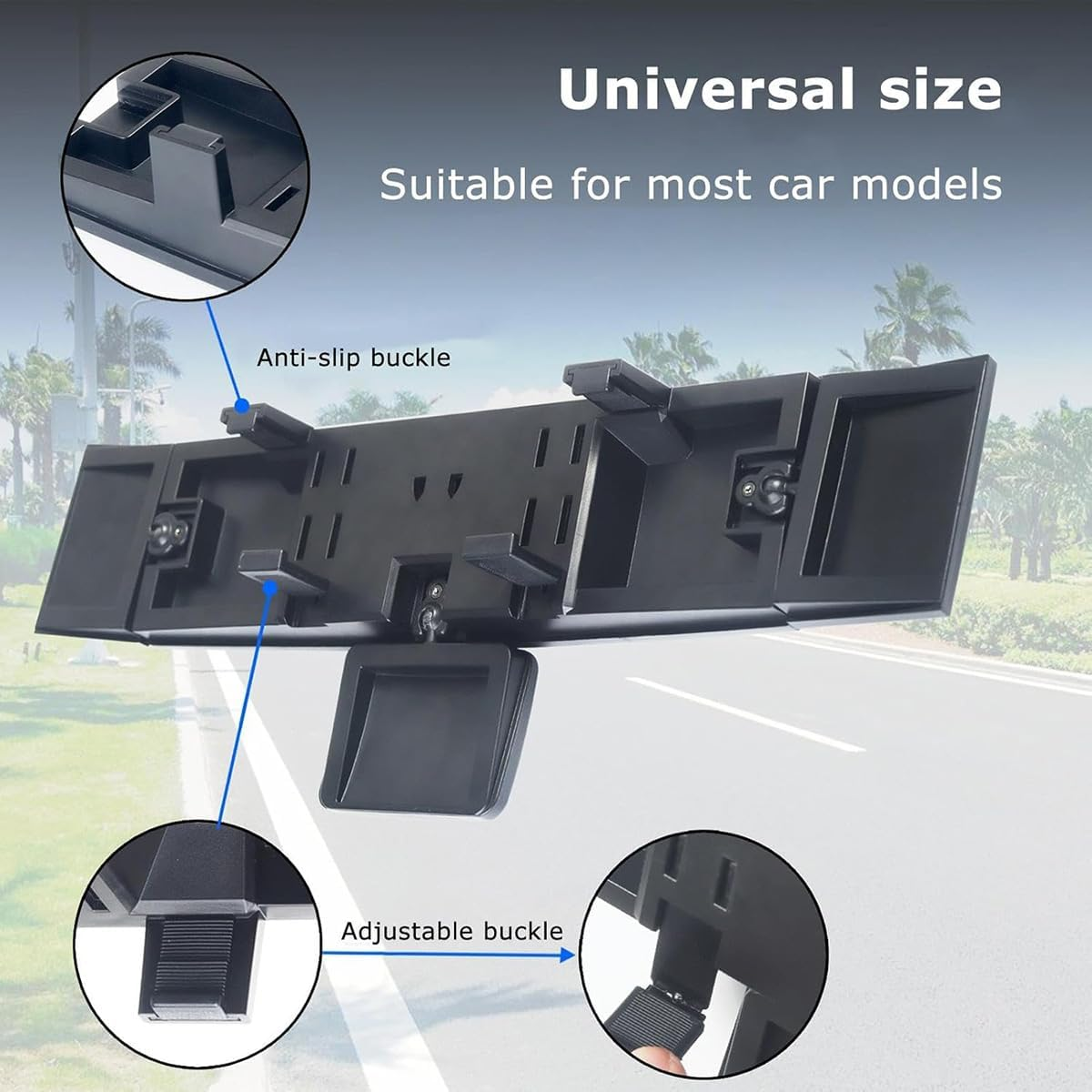 AIMALL 15In Wide-Angle Car Rearview Mirror with Baby View Blind Spot Assist Universal Clip-On Mirror for Mirror Heights 2.13In&ndash;3.54In ABS Frame Glass Surface image number 3