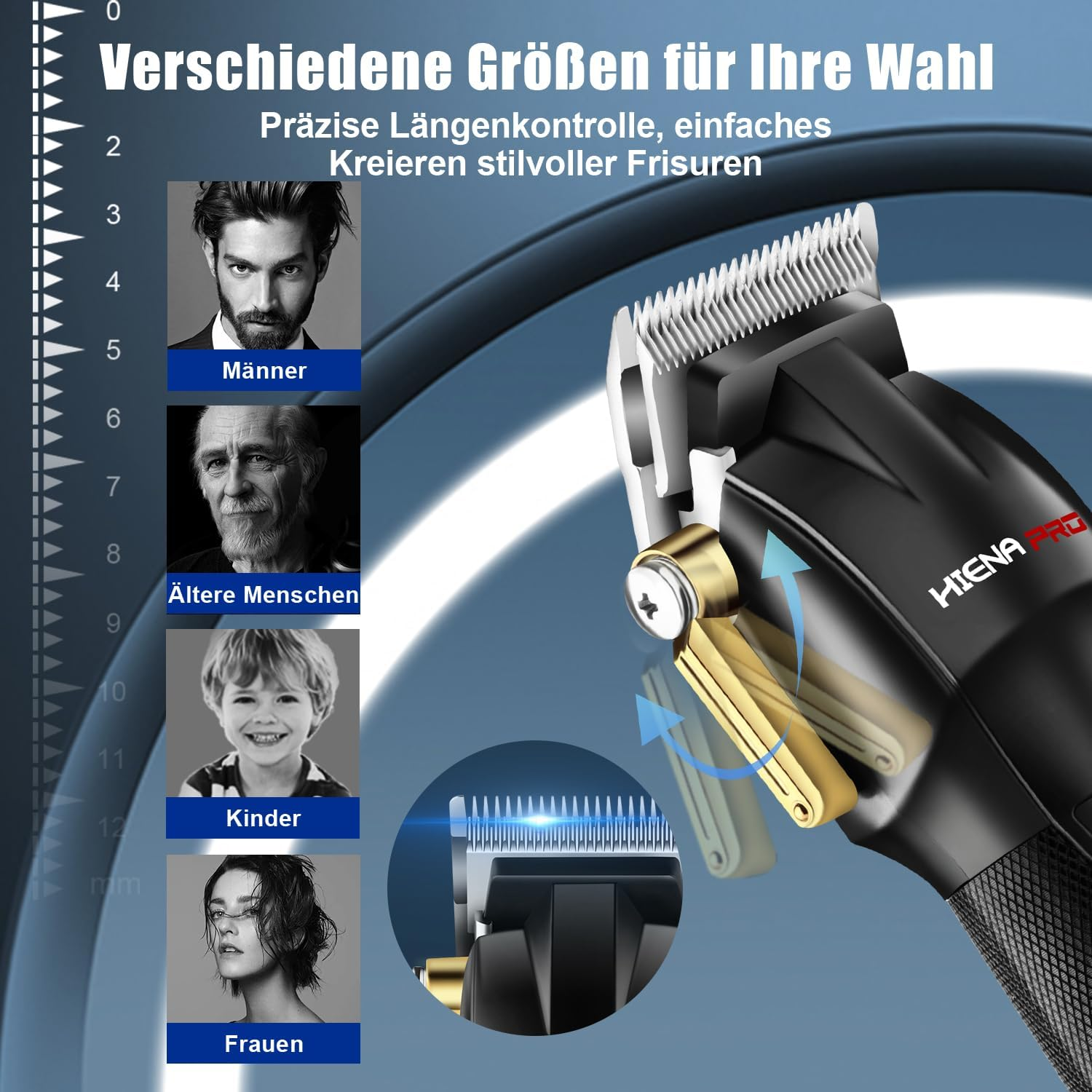 HIENA PRO Professional Men'S Hair Clipper, Wireless T-Liner Hair Cutting Set, Professional Rechargeable Hairdressing Hair Cutting Set with LED Display, Gifts for Men