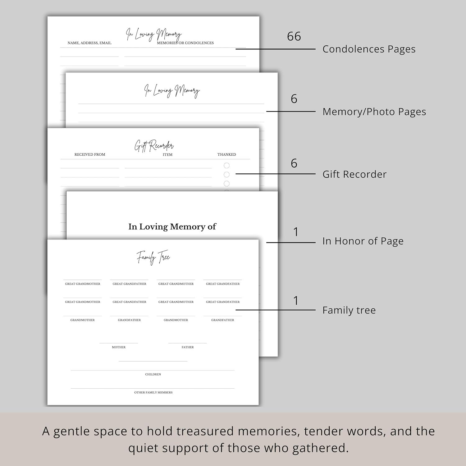 Funeral Guest Book &ndash; Celebration of Life Guest Book &ndash; Guest Book for Memorial Service &ndash; Funeral Registry Sign in Book &ndash; Linen Hardcover & Gold Foil &ndash; Keepsake Memory Book for Loved Ones - White image number 2