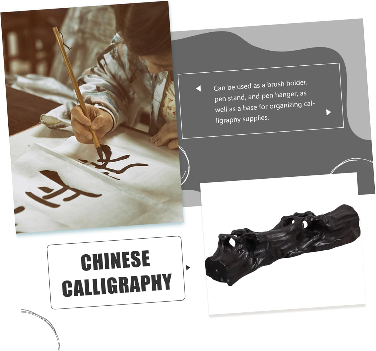 HOUDERCO Artistic Root Carving Brush Holder Calligraphy Pen Stand Pen Storage Stand Office Accessories image number 3