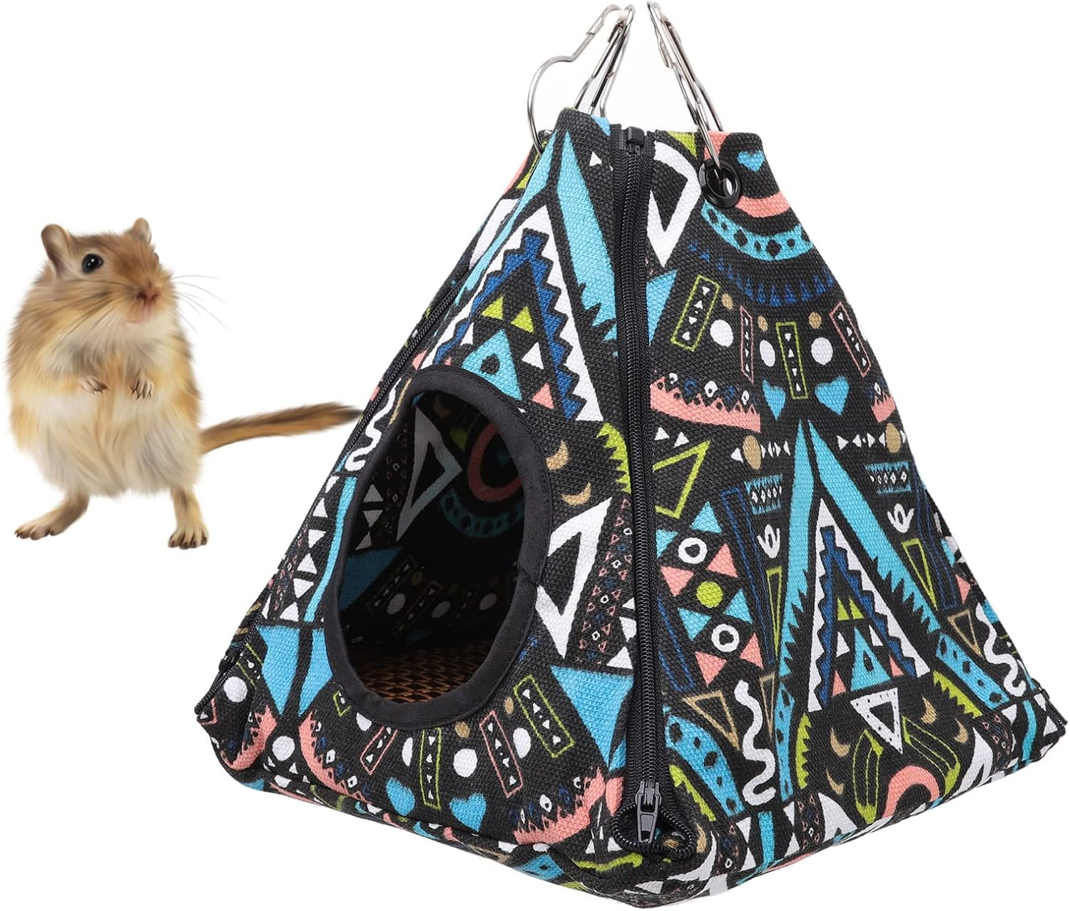 Small Animal Hammock, Soft Hamster Hammock Tent Unfolds as Hammock Canvas, Durable Double Sided Mat with Zipper for Ferret Rat for Hamsters for All 15 * 15 * 15Cm image number 6