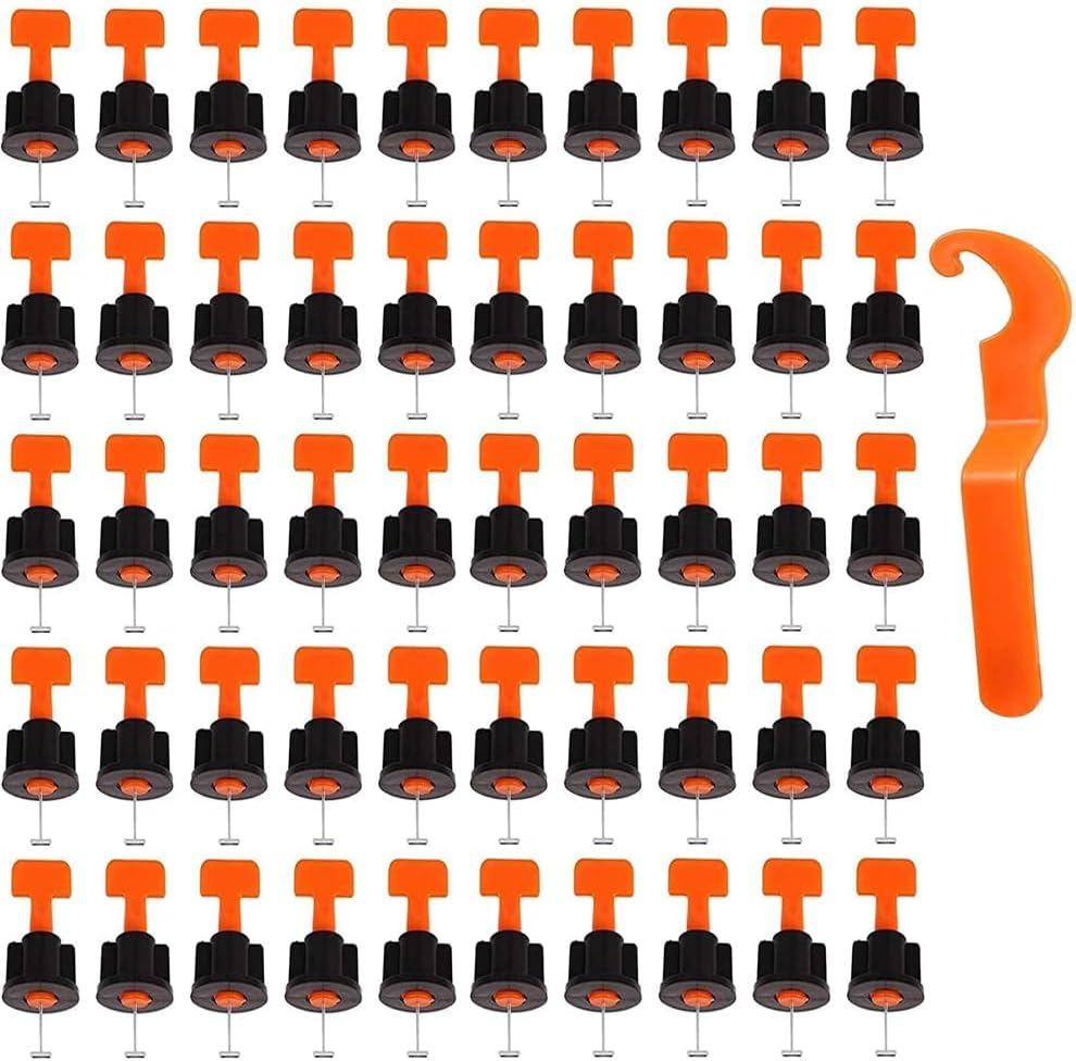 Walquicks 50Pcs Reusable Tile Leveler Spacers Kit with Special Wrench, Tile Leveling System for Floors and Walls - DIY Tiling Installation Tool for Building & Renovation image number 2