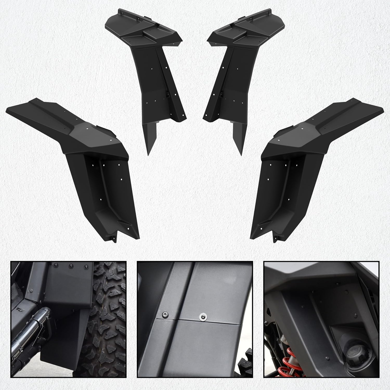 Combined Fender Flares for 2020-2022 Polaris RZR PRO XP, 2022 RZR Pro R, 2022 RZR Turbo R, Replace OEM #2884685 (KTI-030112-001) image number 6