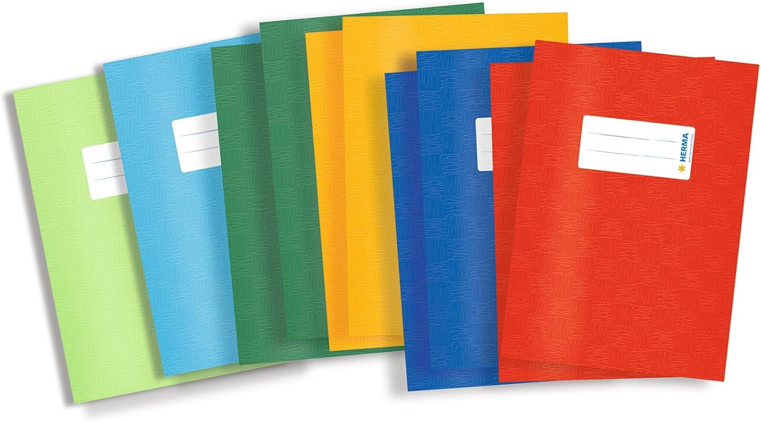 Herma Exercise Book Cover A4, with Inscription Label, Made of Wipeable and Sturdy Plastic, Slip on Cover Jackets for School, Green - A5, Blue, Dark Green, Yellow, Red, Light Multicoloured, Pack Of 10