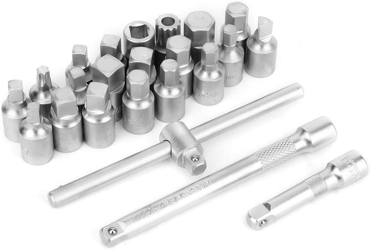 Nutriess Oil Drain Sump Screw Removal Kit 23 Pcs Set 3 8In Car Repairing Tool Efficient Screw Sleeve Wrench for Automotive Maintenance image number 2