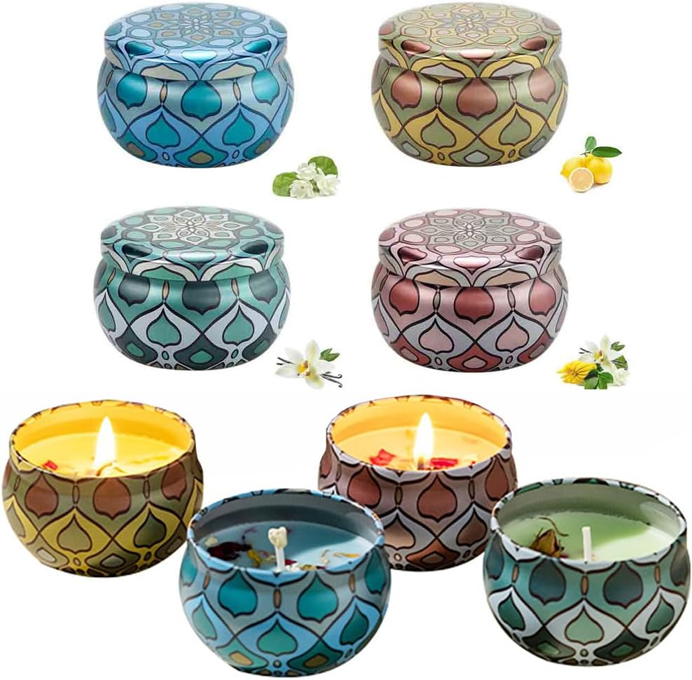 4 Pack Scented Candles Gift Set 80G X 4 100% Pure Natural Soy Wax Portable Travel Aromatherapy Tin Jar Candle for Birthday Christmas Valentine'S Mother'S Thanksgiving Day Women & Mom Gifts image number 3