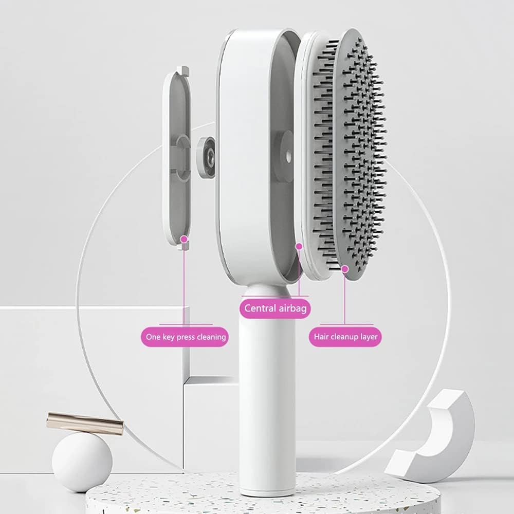 New Hair Brush Self-Cleaning Air Cushion Comb Comfortable for Salon Hairdress AU Red - Red image number 4