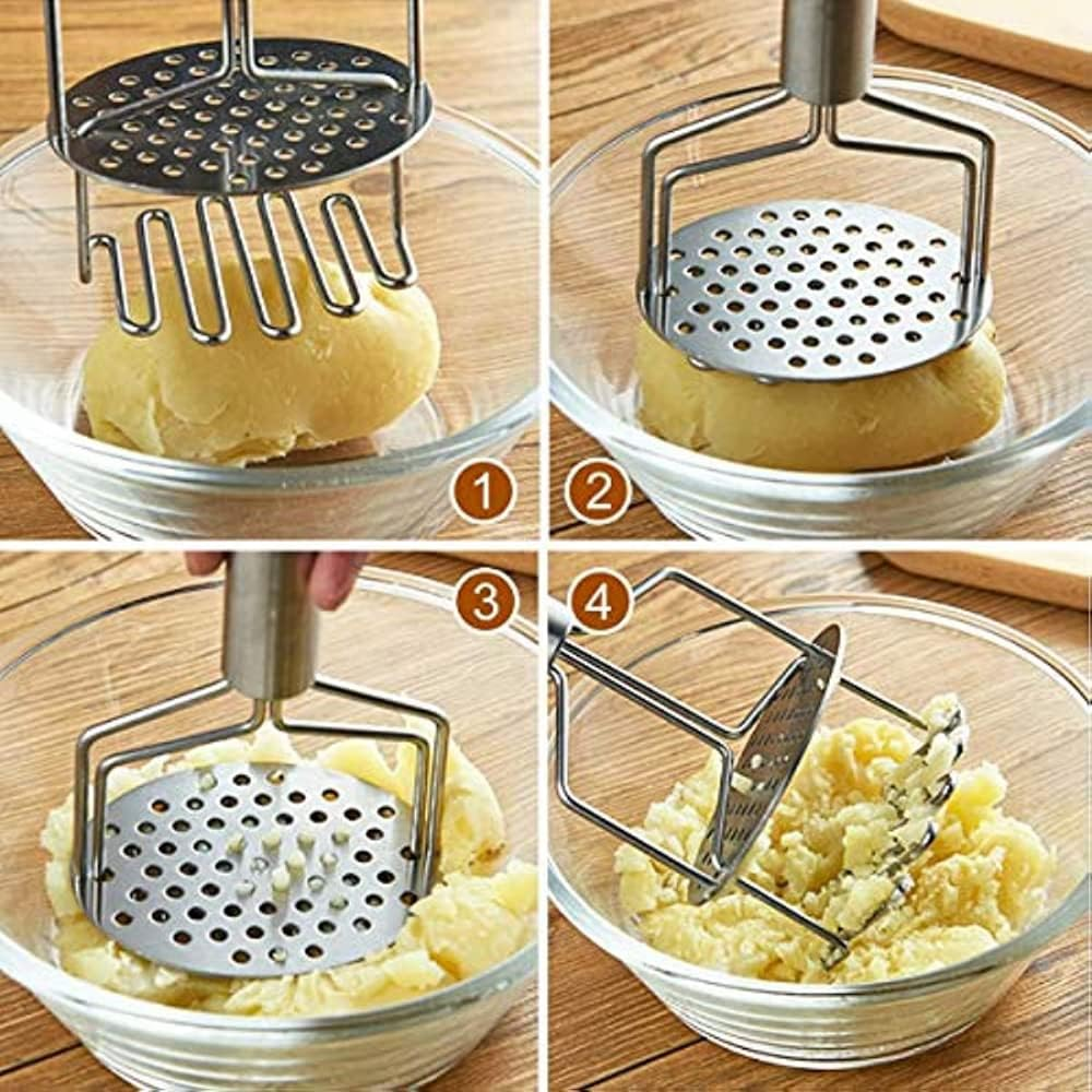 Potato Masher, Two-Layer Stainless Steel Potato Ricer with Built-In Strong Spring and Non-Slip Handle image number 2