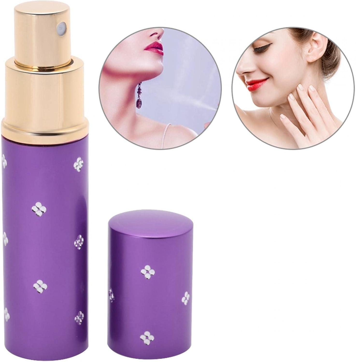 Perfume Atomiser Bottle, 10Ml Aluminium Refillable Perfume Bottle Portable Empty Pump Lotion Perfume Atomizer (Purple) image number 2