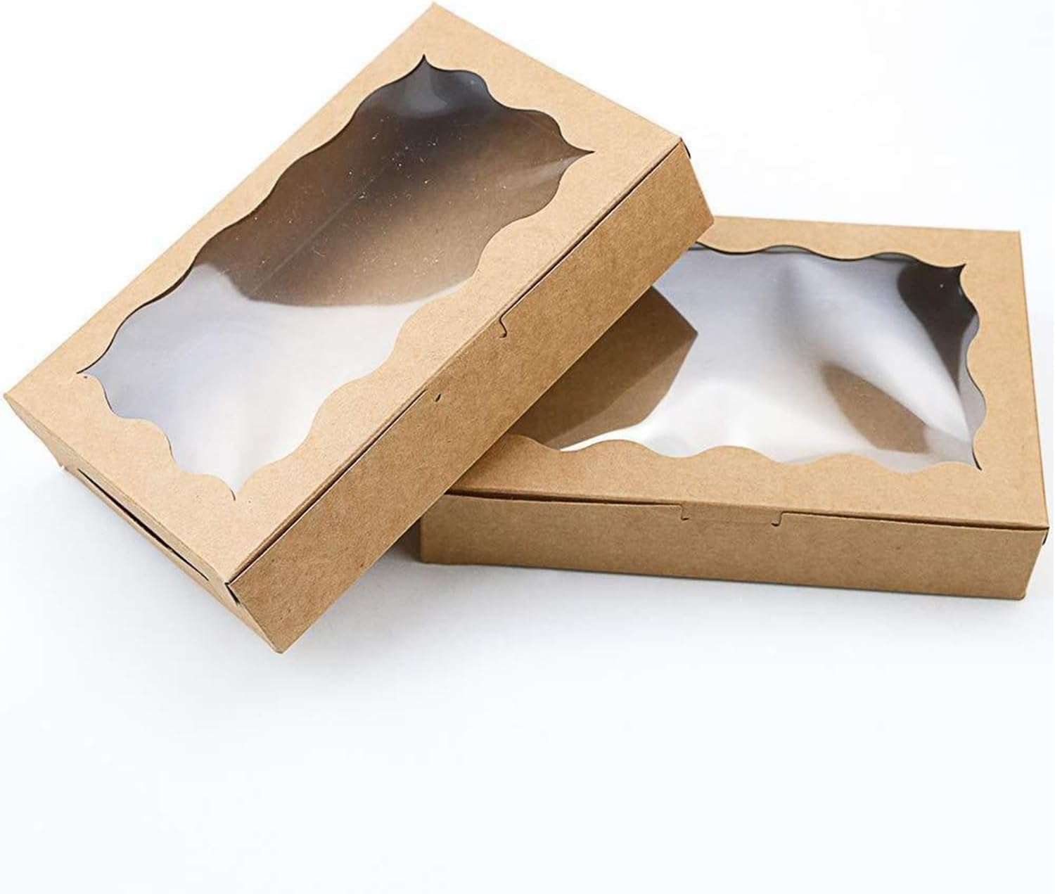 BEANPRECOY 30 Pack Kraft Paper Box with Transparent Windows, 4.3 X 7 X 3.8 Cm, Non-Toxic, Food Grade, Clear Window, Fold-Top, Cake, Pastry, Dessert, Gift Packaging image number 5