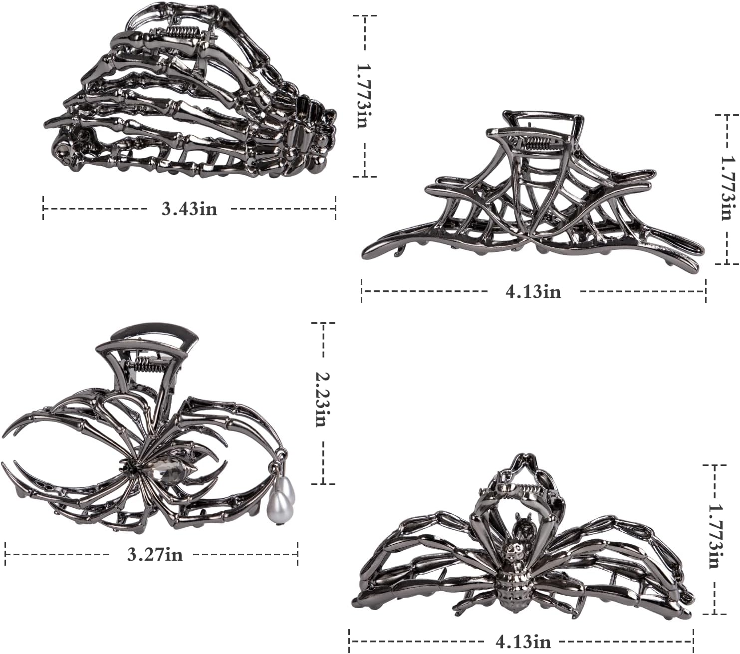 4 PCS Halloween Hair Claw Clips for Women, Goth Hair Accessories, Spider Spooky Gifts image number 1