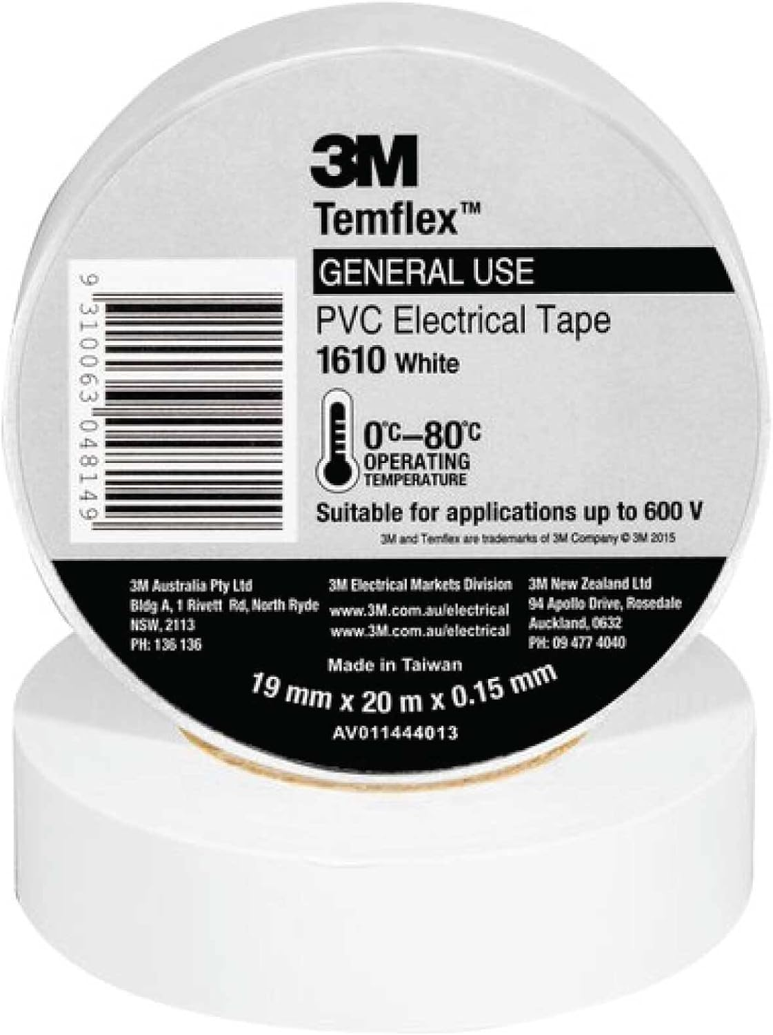 3M Temflex Electrical Tape 19 Mm X 20 Meter Size, Black image number 4