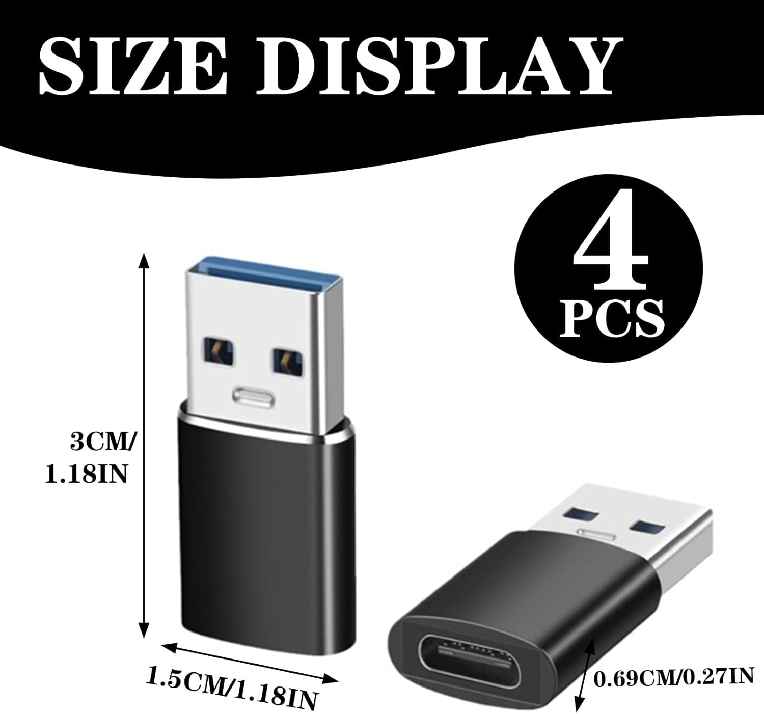 10Gbps USB 3.0 to USB C Adapter 4-Pack, Fast Charge, Data Transfer, Wide Compatibility, Stable Connection, Durable Design, Compatible with Iphone, Galaxy, Ipad, Macbook, Carplay image number 4