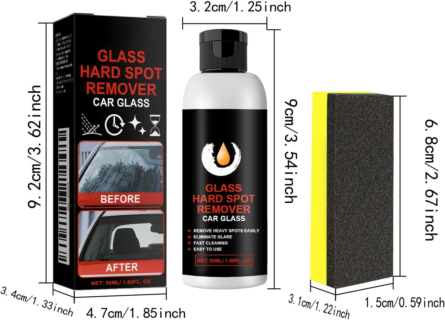 Oil Film Remover Windshield Oil Film Remover, Glass Cleaning Wipe Board, Can Improve the Clarity and Visibility of Glass (1.69 Oz) image number 2
