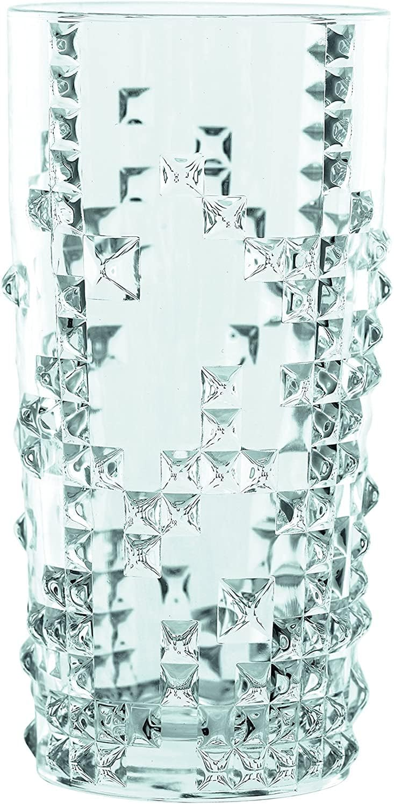 Nachtmann Punk Long Drink Glass, Clear &ndash; Bold Crystal Barware with Stud-Inspired Design &ndash; Tall Shape Enhances Effervescence & Ice Space &ndash; 375 Ml Capacity (Pack of 4) image number 3