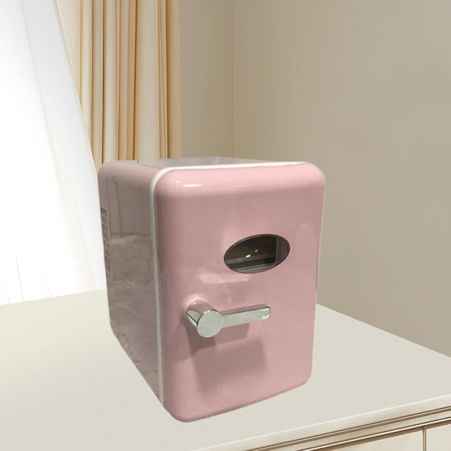 STARTIST Skincare Fridge Mini Fridge 4L Single Door Multipurpose Compact Refrigerator for Drinks Cosmetic Skincare Car, Pink - White image number 2