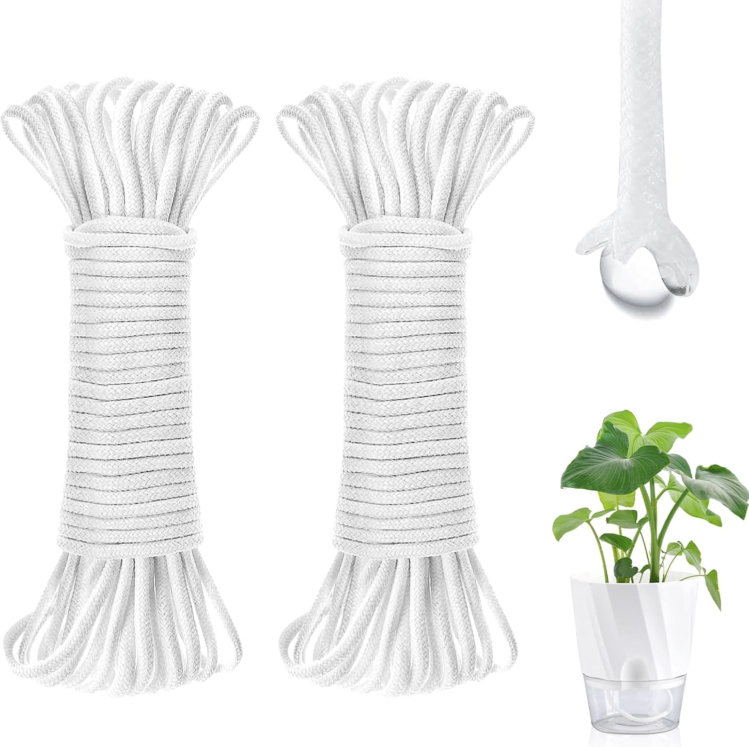 130 Feet Self Watering Wick Cord for Plants, 4Mm Self Watering Planter Insert, Self Watering Cotton Rope Plant Water for Vocation, Automatic Plant Water Indoor (130 Feet) image number 5