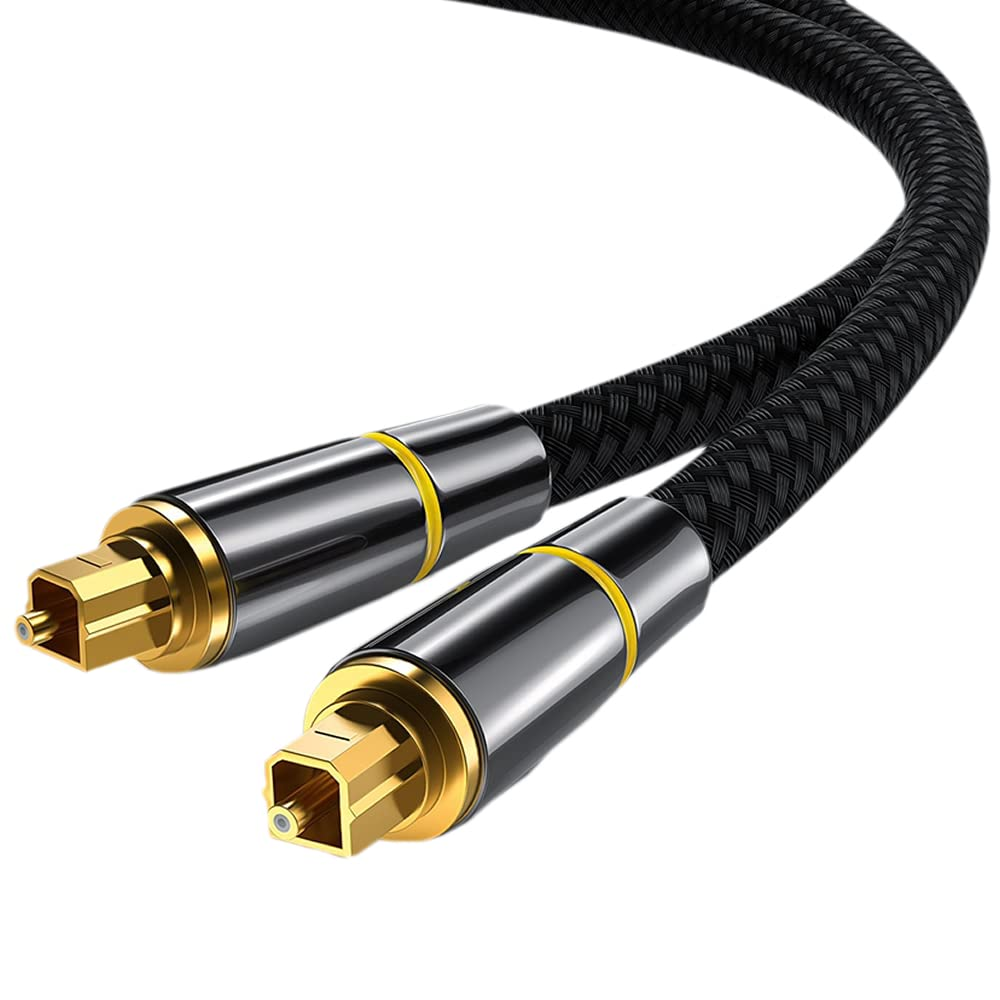 Tianle Optical Cable, 5M/16.4Ft Toslink Digital Audio Lead SPDIF Cable with Nylon Braided Fiber Optic Cord, 24K Gold-Plated Compatible with TV, Sky, PS4, Xbox, Home Theater, Hi-Fi image number 1