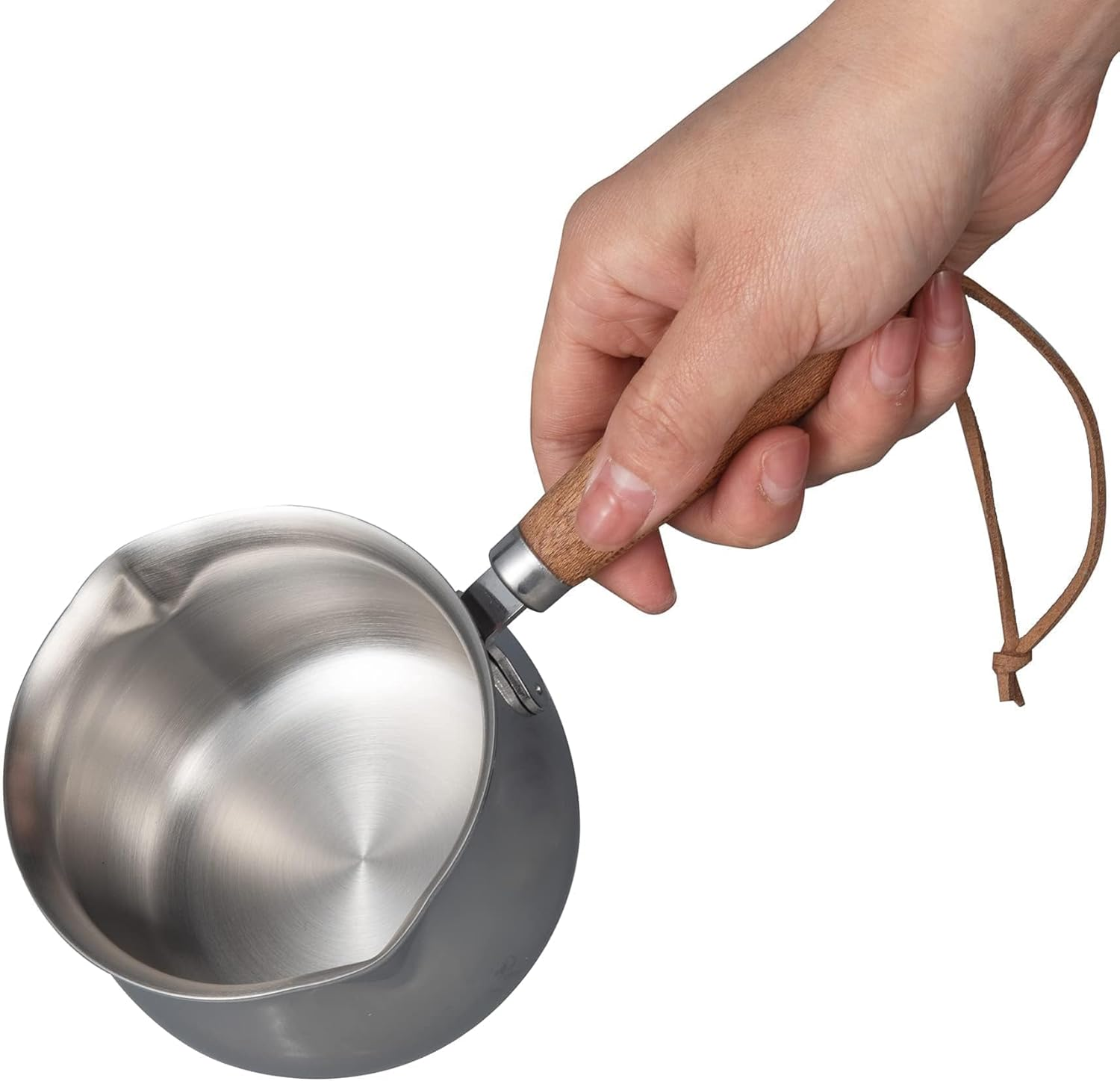 IMEEA Mini Saucepan Milk and Butter Warmer - 8.5Oz/250Ml Tri-Ply Stainless Steel with Wood Handle for Small Portions image number 4