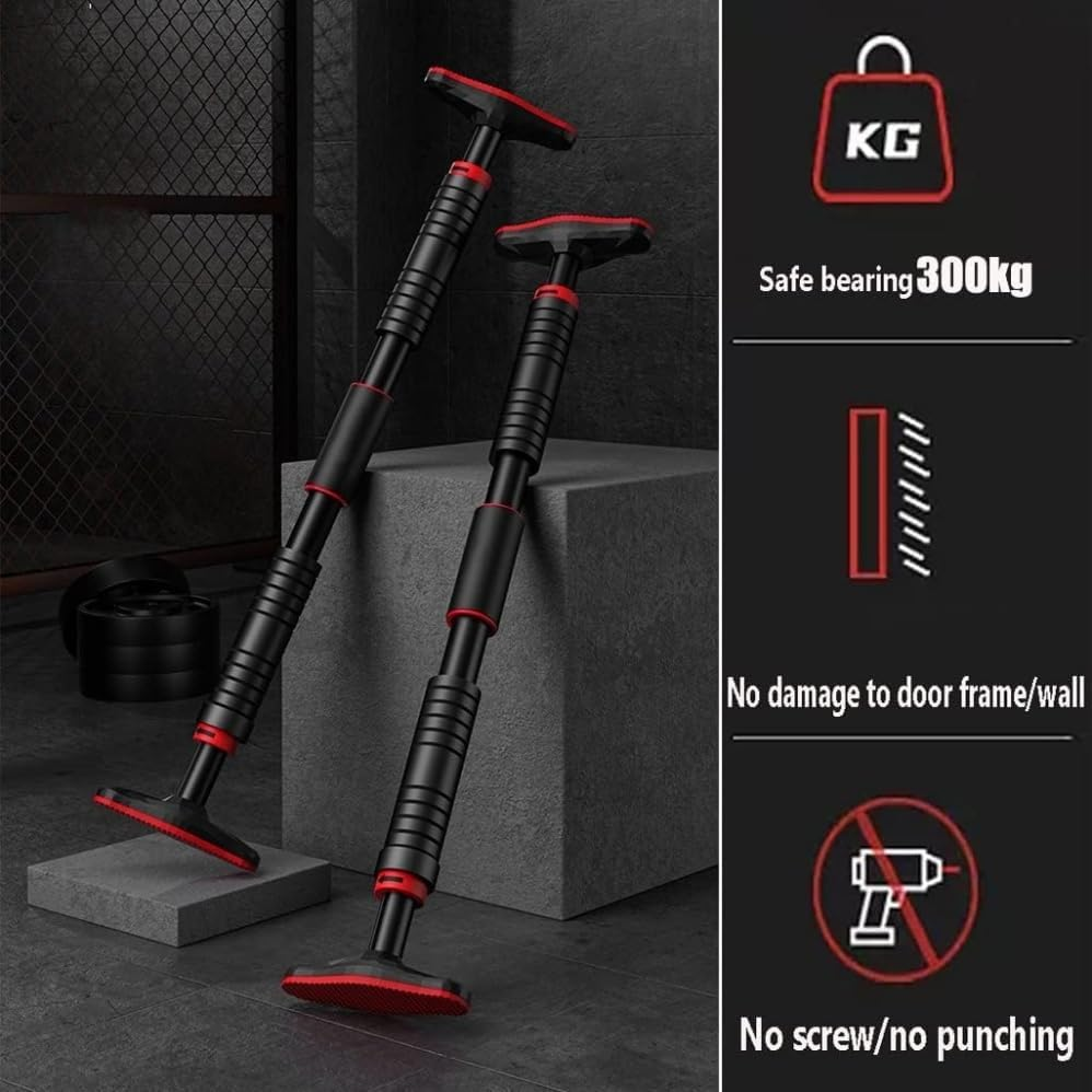 Free Standing Pull up Bar for Doorway,Strength Training Chin up Bar without Screw,Door Horizontal Bar Pull up Bar Adjustable Training Bar Punching with Hanging Pull Rings Upper Body Strength Training image number 4