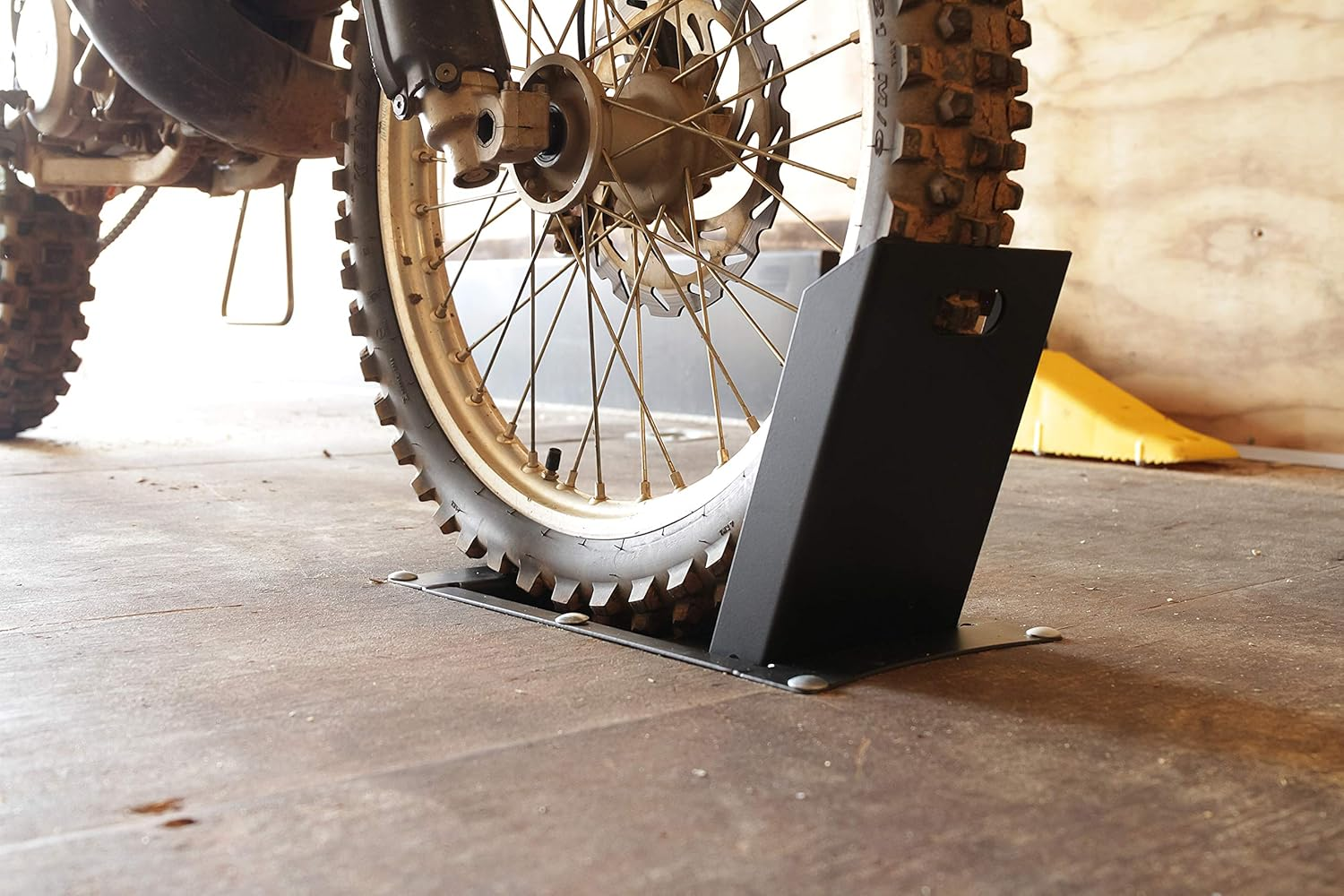 Camco Recessed Motorcycle Wheel Chock - Accommodates Most Tire Sizes - Constructed of Powder-Coated Steel (66101) image number 5