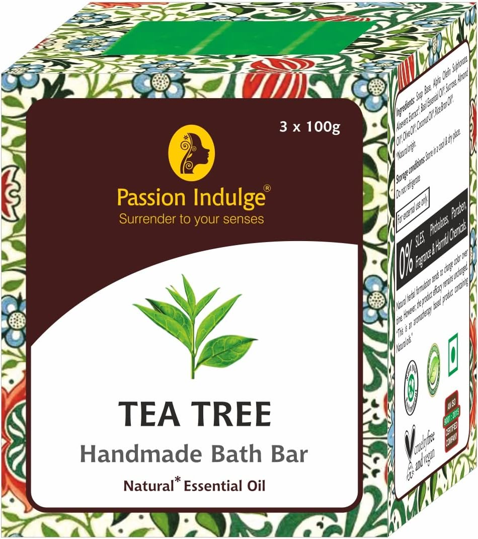 Passion Indulge Combo Handmade Bath Bar anti Microbial Soap - Basil and Tea Tree Soap | Natural Soap | Soap for Men| Soap for Women | anti Microbial Soap | Essential Oil Soap | Vegan Soap image number 4