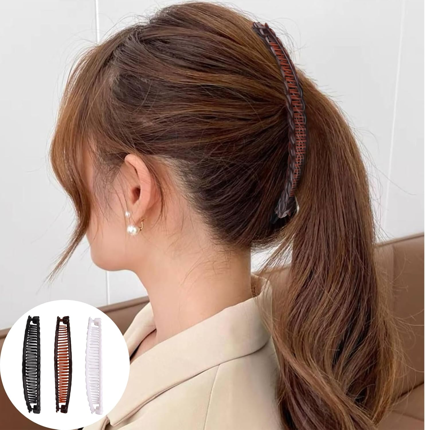 Pack of 6 Banana Clips, Banana Clip Hair, Thin Hair for Women, Long, Stylish Banana Hair Clip, Fishtail Hair Clip for Thick Hair, Elegant Hair Accessories image number 1