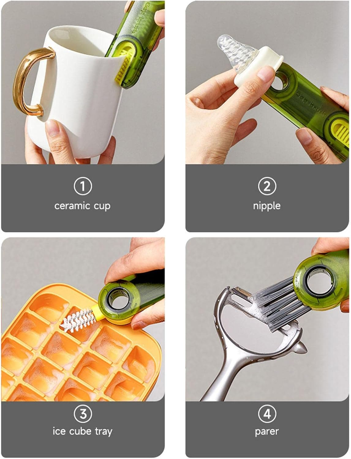 3 in 1 Multifunctional Cleaning Brush, U-Shaped Tiny Bottle Cup Lid Detail Brush Silicone Crevice Cleaning Brush Straw Cleaner Tool for Home Kitchen image number 6