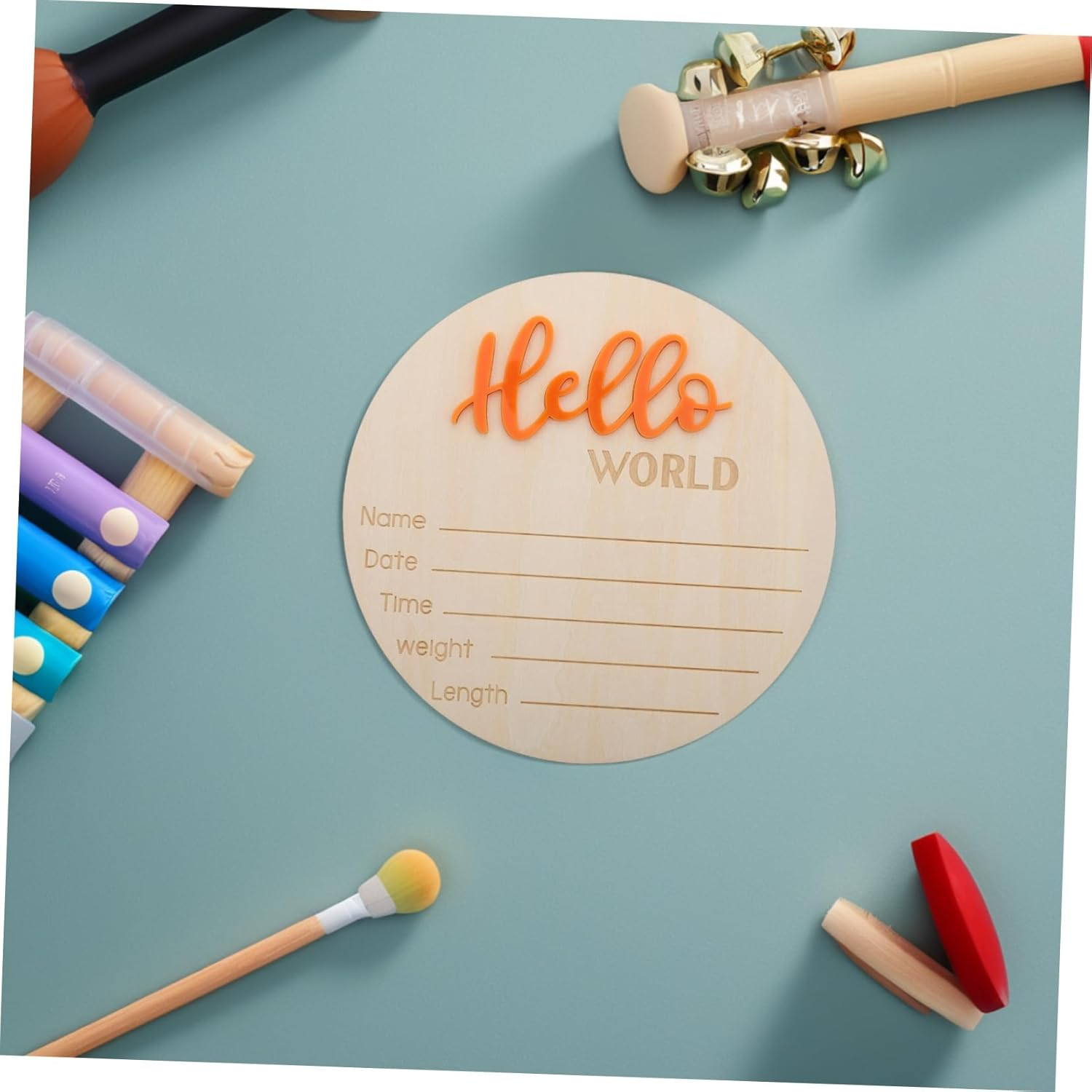 Wooden Birth Sign Card Newborn Announcement Wooden Discs for Nursery Photo Prop Welcome Newborn Born