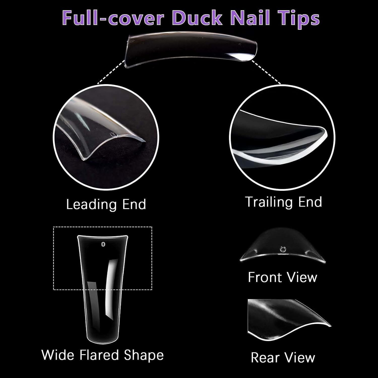 Laza 600Pcs Long Duck Nail Tips, 12 Sizes, Boxed in Box, Clear Duck Nails, Full Coverage, Wide Nail Tips, French False Nail Tips for D Tips image number 2