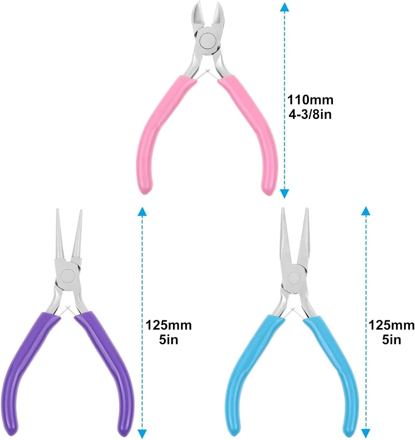3 Pcs Jewelry Pliers Set, Jewelry Making Pliers Tools with Needle Nose Pliers/Chain Nose Pliers, round Nose Pliers and Wire Cutter for Jewelry Repair, Wire Wrapping, Crafts and Jewelry Making Suppli image number 5