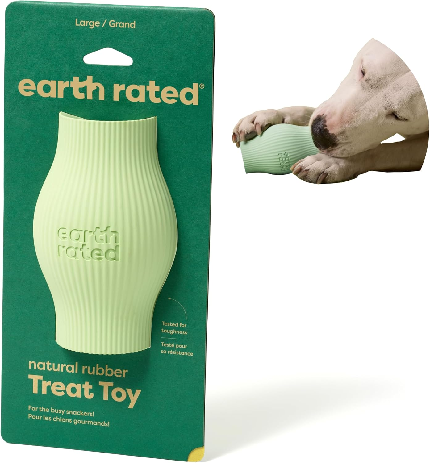 Earth Rated Treat Dispensing Dog Toys, Enrichment Toy for Adult and Puppy Dogs, Slow Feeder, Dishwasher and Freezer-Safe, Natural Rubber, Large, Green image number 2