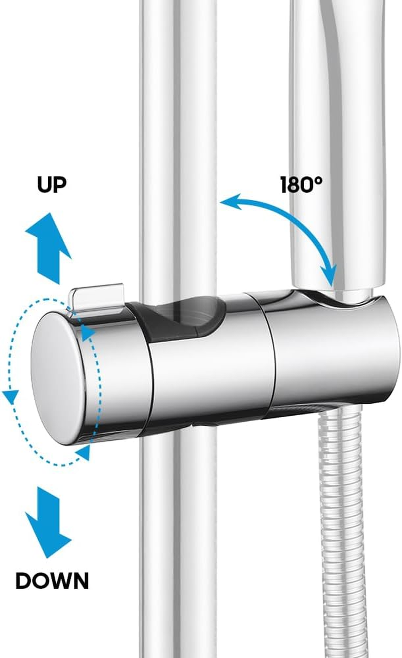 Decaura Shower Head Holder for 25Mm Slide Bar, Plastic Swivel Shower Head Holder Replacement (Chrome) - Chrome image number 5
