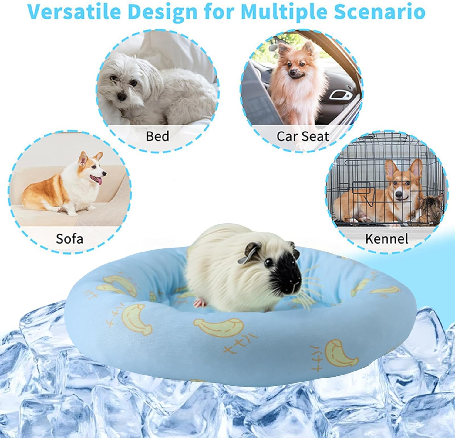 KASESSS Small Pet Cooling Mat, Small Animal Cool Mat, round Cooling Pads, Ice Pet Cool Mat, 20.5Cm Diameter Summer Ice Silk Sleeping Bed Pad for Rabbit Bunny Hamster Guinea Pigs, Lightweight, Blue image number 4