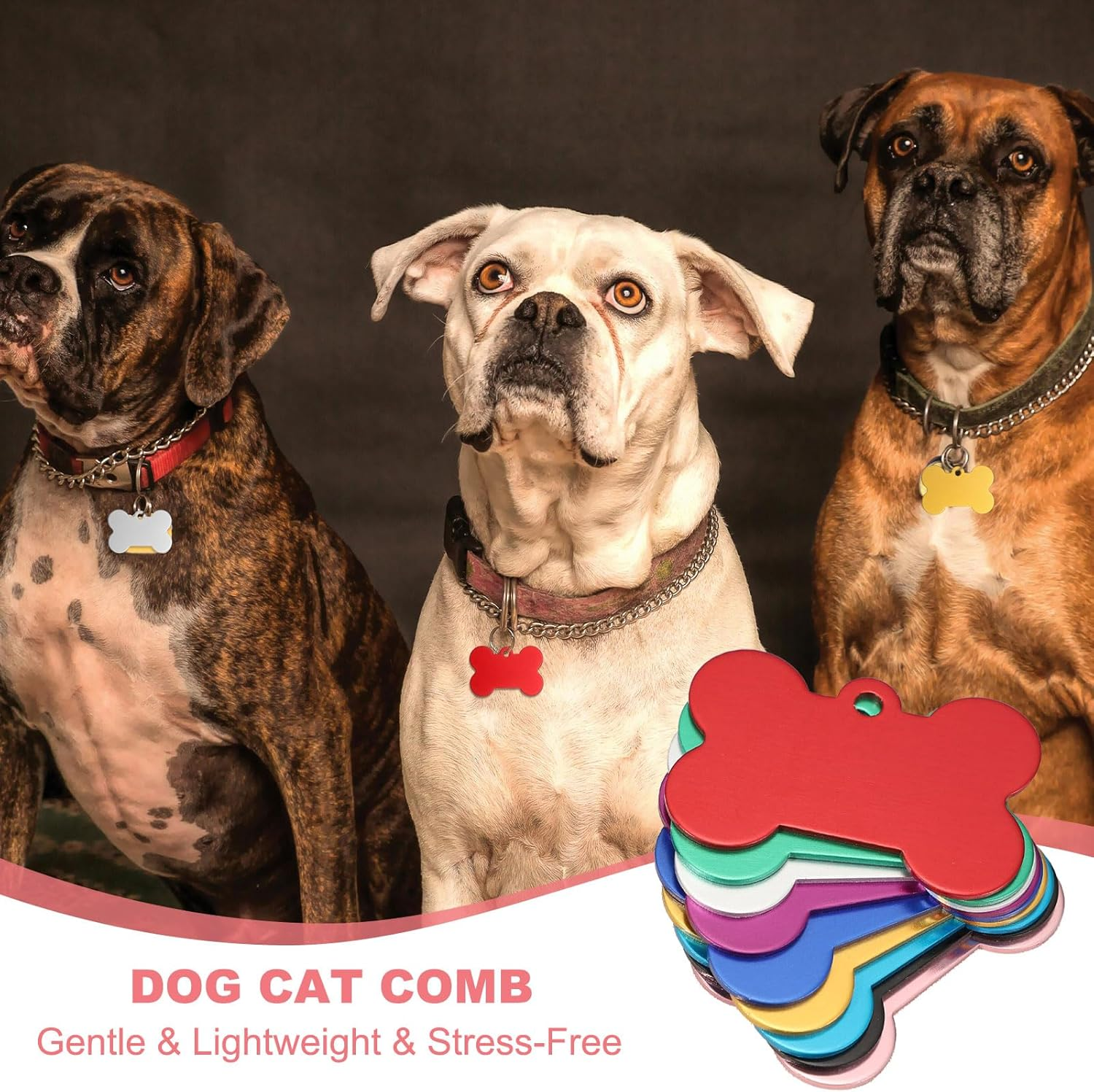 Uxcell Pet ID Tags, Personalized Dog Cat Tag Stainless Steel Aluminum Bone Shape Engraved Blank with Key Ring 38X25Mm, (Multicolor, 20 Pcs), Intended for Dog/Cat/Name/Pendant Crafts image number 1