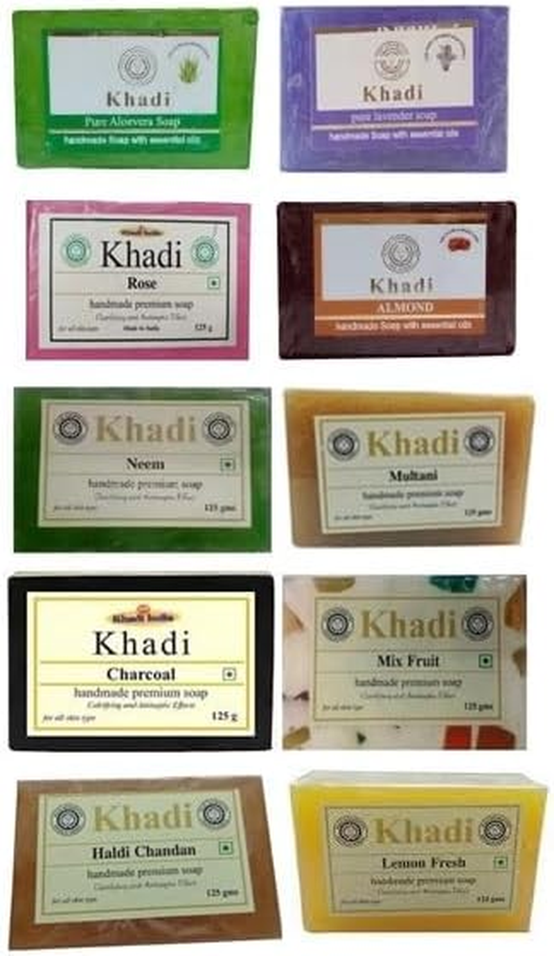Khadi Natural Herbal Bathing Handmade Assorted Soap with Essential Oils || Pack of 10 image number 1