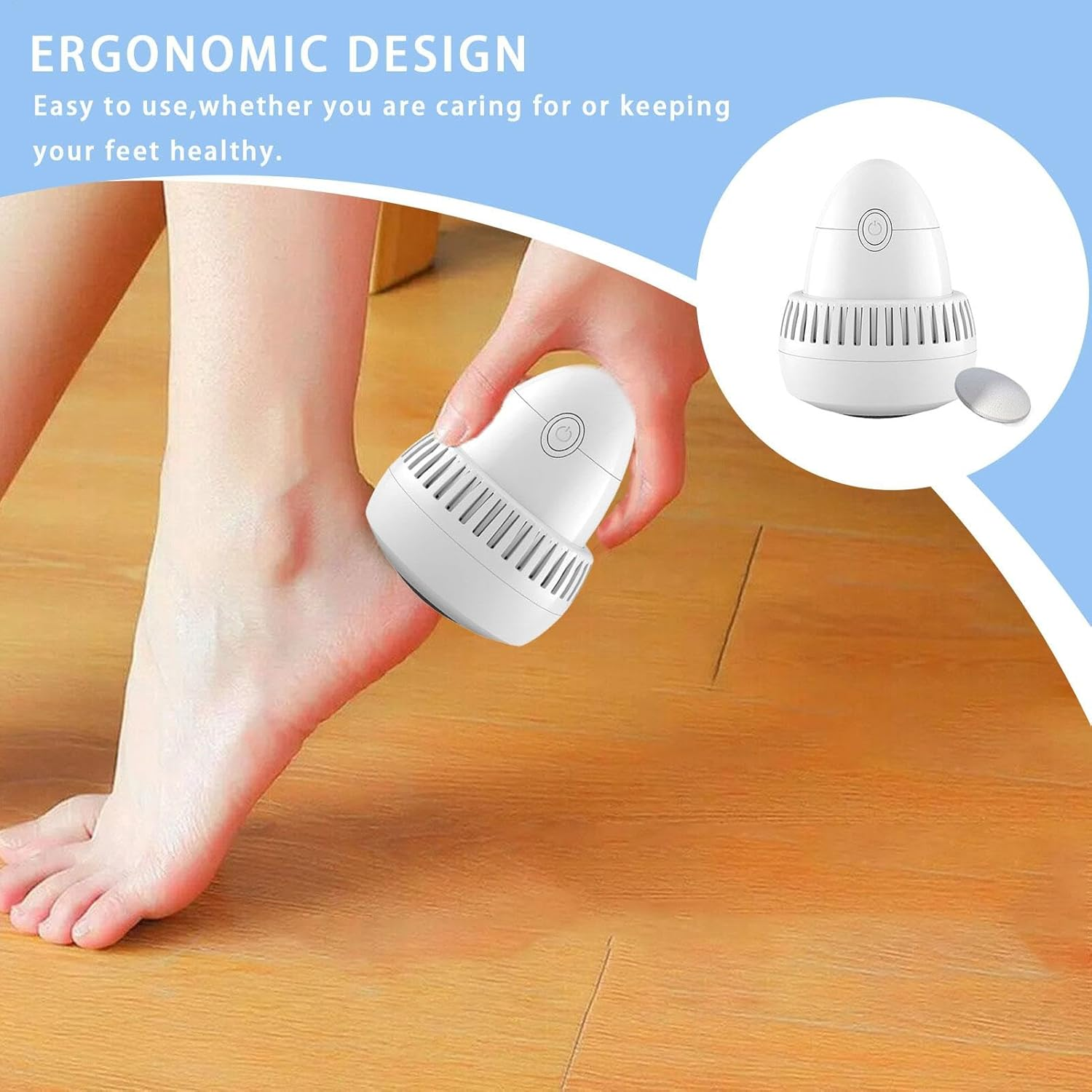Electric Foot File, Rechargeable Foot Scrubber, Portable Pedicure Tool, Callus Remover for Feet, Lightweight Foot Sander, Removable Roller Foot File, Travel Foot Care Tool, Electric Callus Remover, image number 1