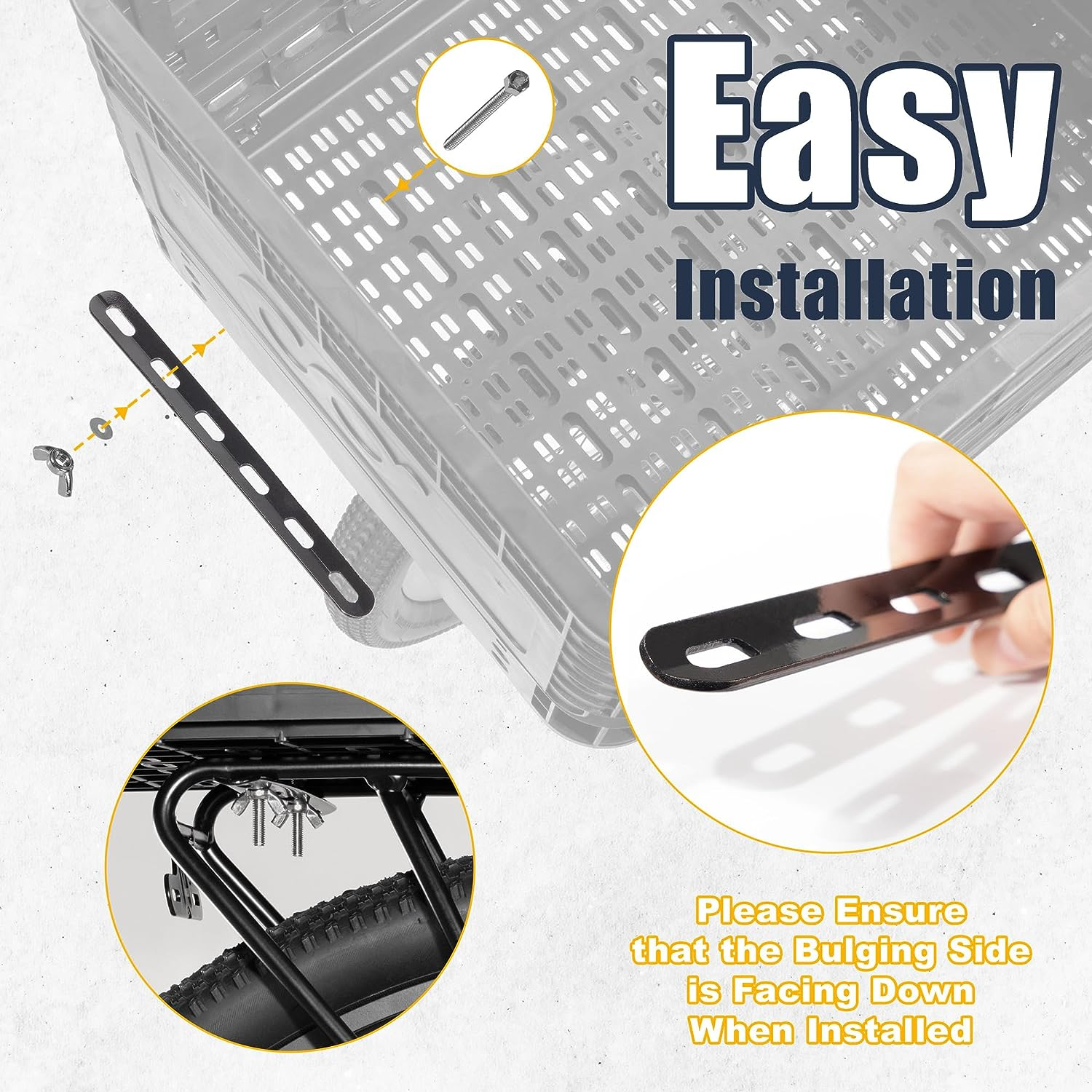 Cyclingdeal Foldable Rear Bike Basket - Patented Design Easy to Install Bicycle Basket with 34L Large Capacity - Premium Quality Basket for Bike Durable Resistant to Heat & Corrosion image number 5