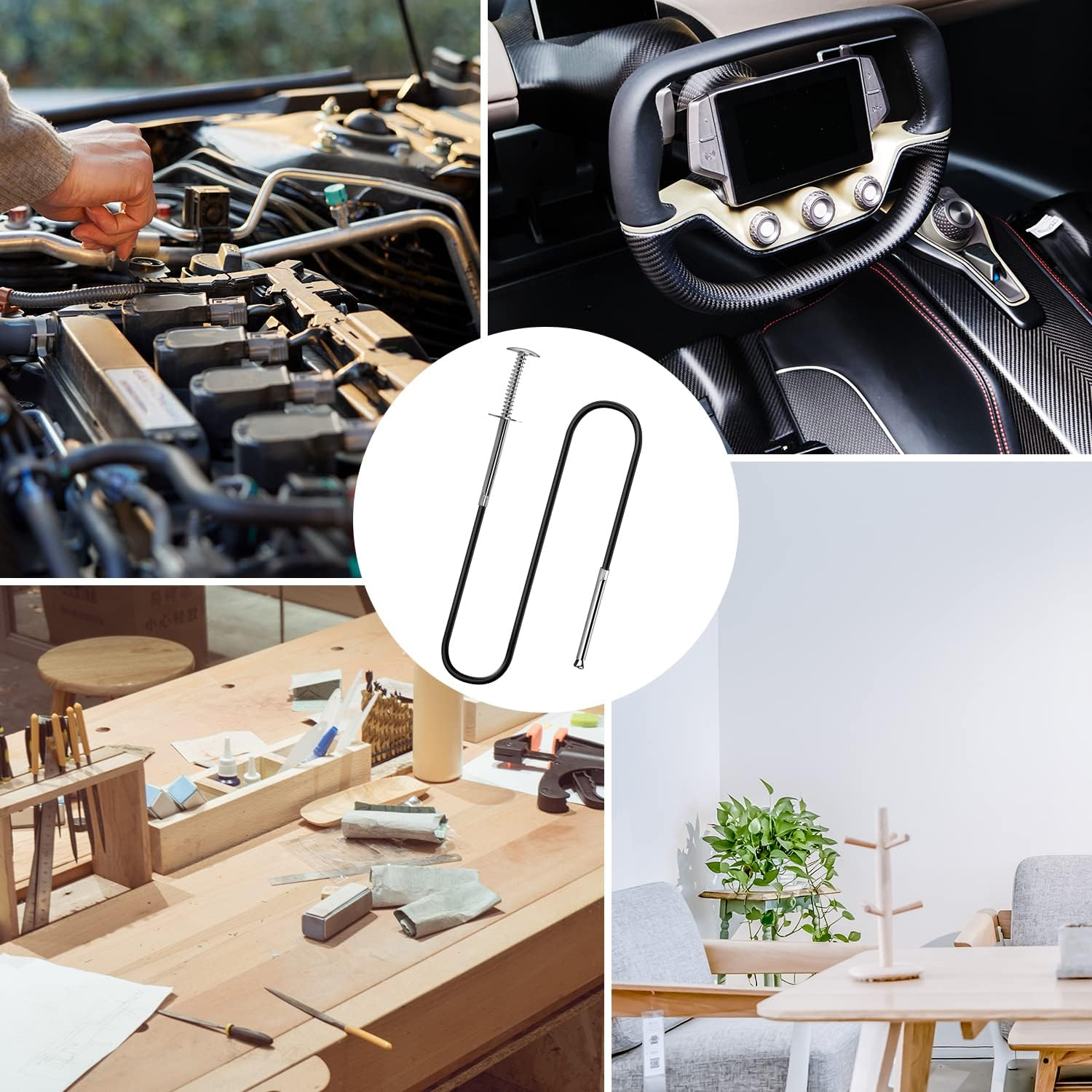 Small Caliber Flexible Grabber Tools 24'' Four-Claw Pickup Tool Pick up Items in Narrow Space Flexible Waste Picking Tool for Engine Bay/Home Sink/Earring (Not Magnetic) image number 2