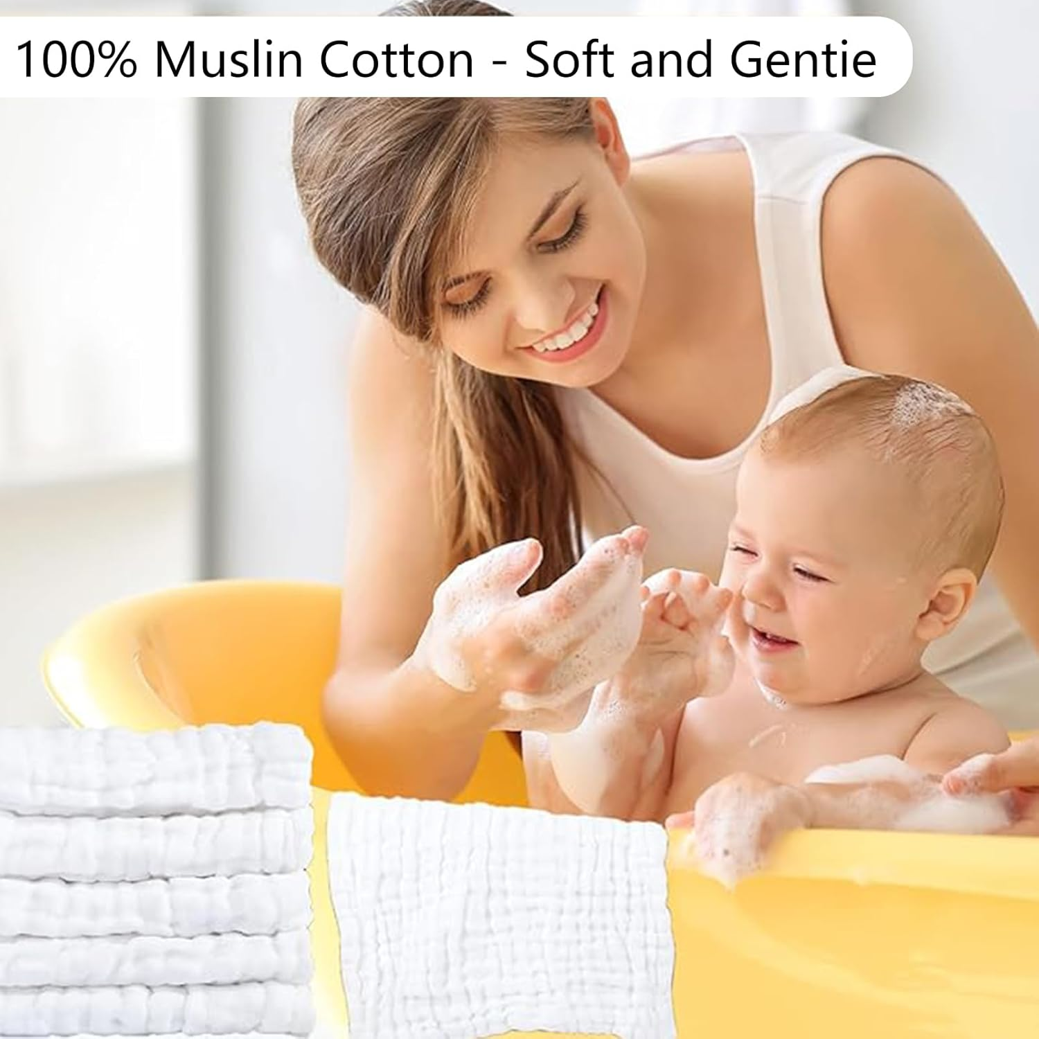 10PC Muslin Burp Cloths for Baby, 100% Cotton Layer 20''&times;10'' Soft Absorbent Face Towel,For Boys and Girls, Newborn Essentials (Whitepink) image number 4