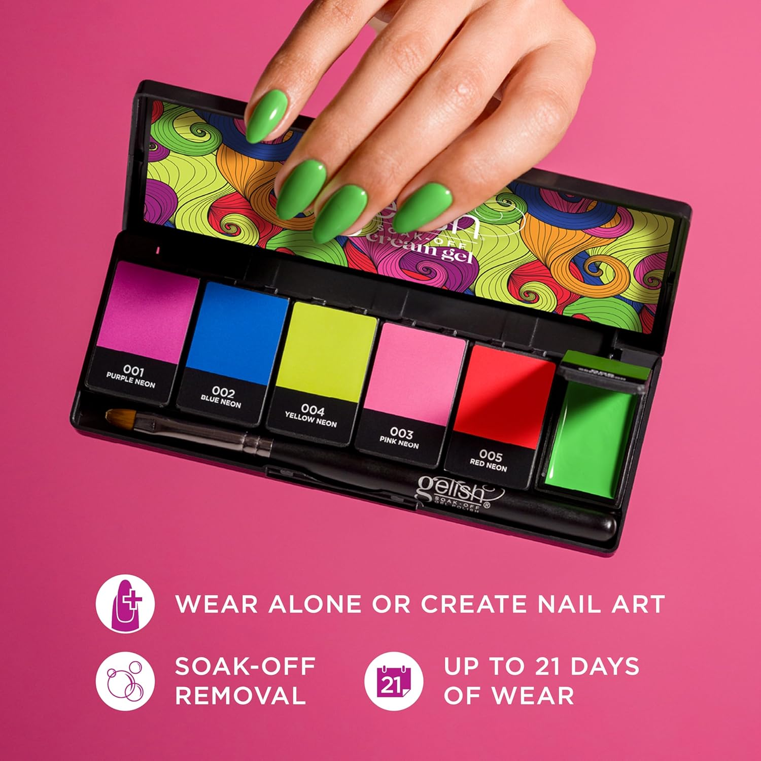 Gelish Cream Solid Nail Gel Polish Neon & on & on 6Pc Palette image number 3