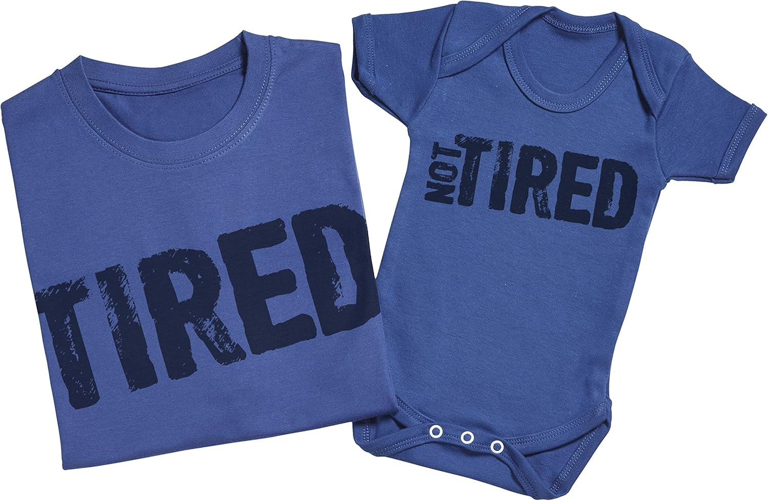Zarlivia Clothing Tired & Not Tired - Matching Father Baby Gift Set - Mens T Shirt & Baby Bodysuit - Green - Small & 18-24 Months image number 4