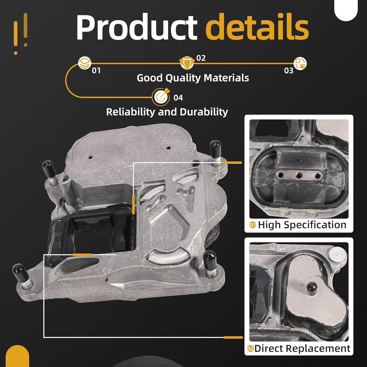 Automatic Transmission Mount Fit for Audi A6 A7 Quattro RS7 2012-2018, Auto Trans Mount Repalcement OE# 4G0399153A, 4M0399153AA, 4G0-399-153-A, 4M0399153Q, 4G0399153S, 4G0399153T image number 2