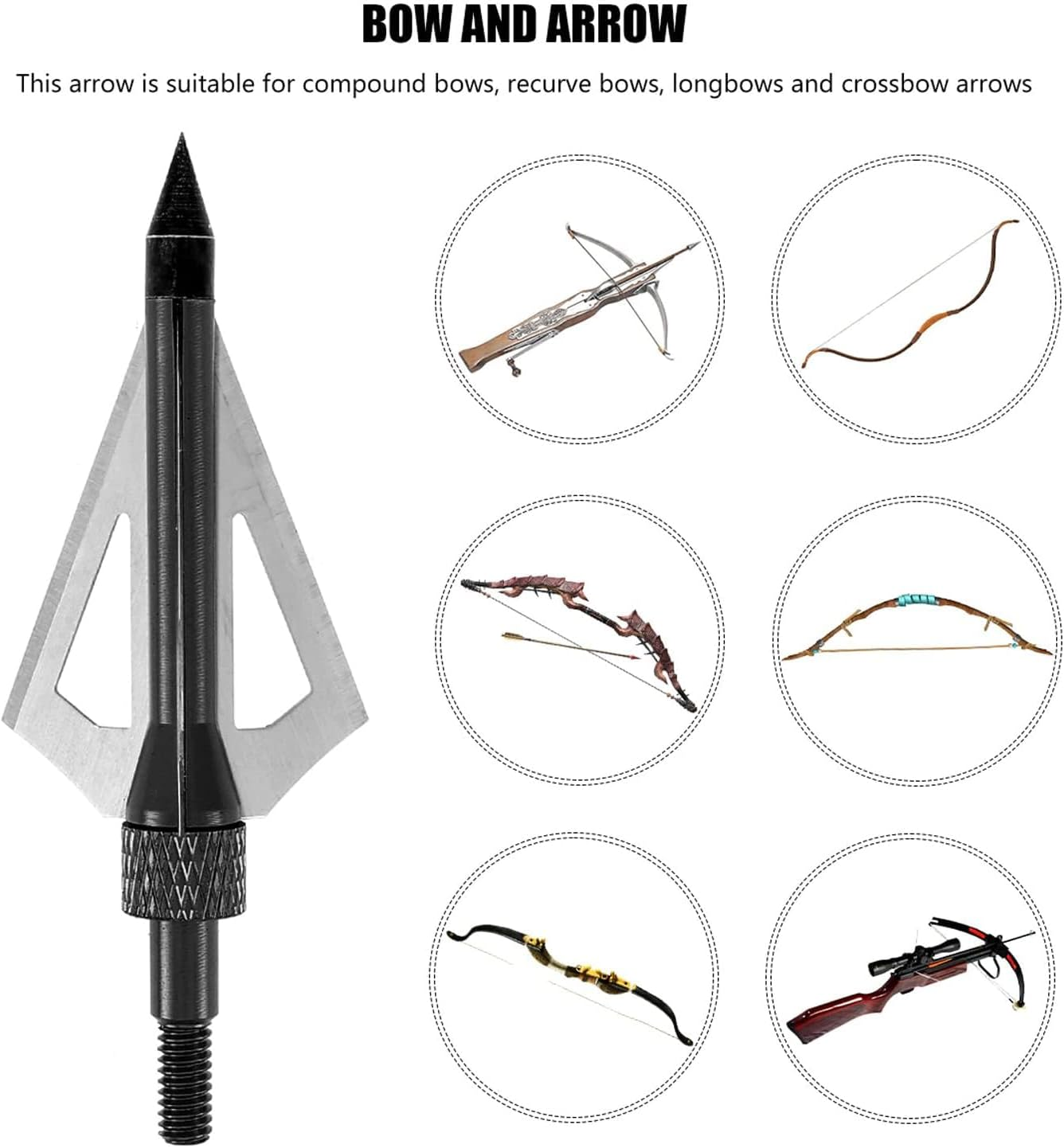 12 Pack 100 Grain Broadheads, 3-Blade Screw-In Archery Broadheads for Hunting, Stainless Steel Arrow Tips for Compound Recurve Bow and Crossbow Broadheads with Plastic Case image number 4