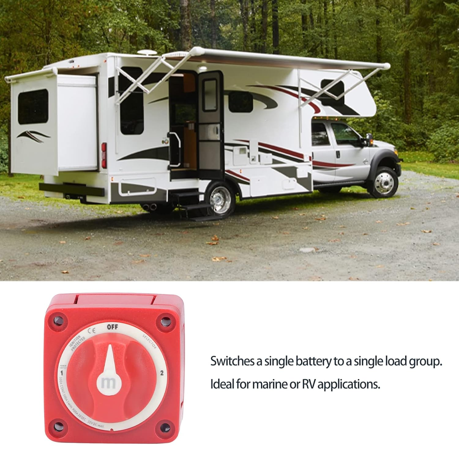 Battery Disconnect Switch, IP66 Waterproof Battery Isolator 3 Position Dual Circuit Good Conductivity for Car Truck Trailer RV for Marine Boat image number 2