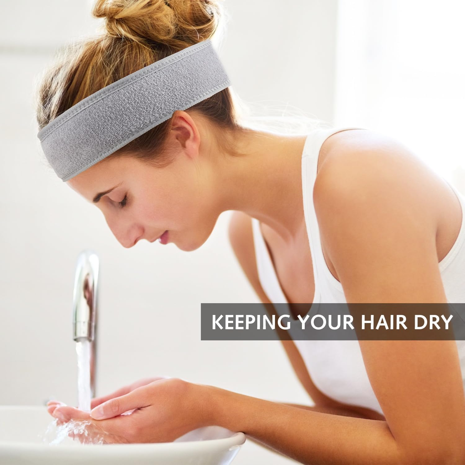 Pack of 4 Spa Headbands, Self-Adhesive Adjustable Headband for Face Washing, Make-Up, Beauty, Face Bow, Yoga Towel image number 3