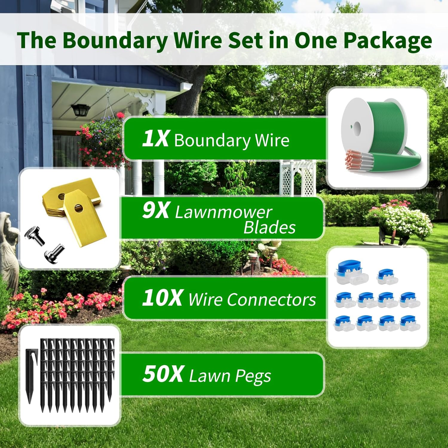 100 M Universal Boundary Cable for Robotic Lawnmower - Headley Tools Boundary Wire Contains 50 X Pegs + 10 X Cable Connectors + 9 X Titanium Blades Compatible with Gardena/Husqvarna/Worx image number 4
