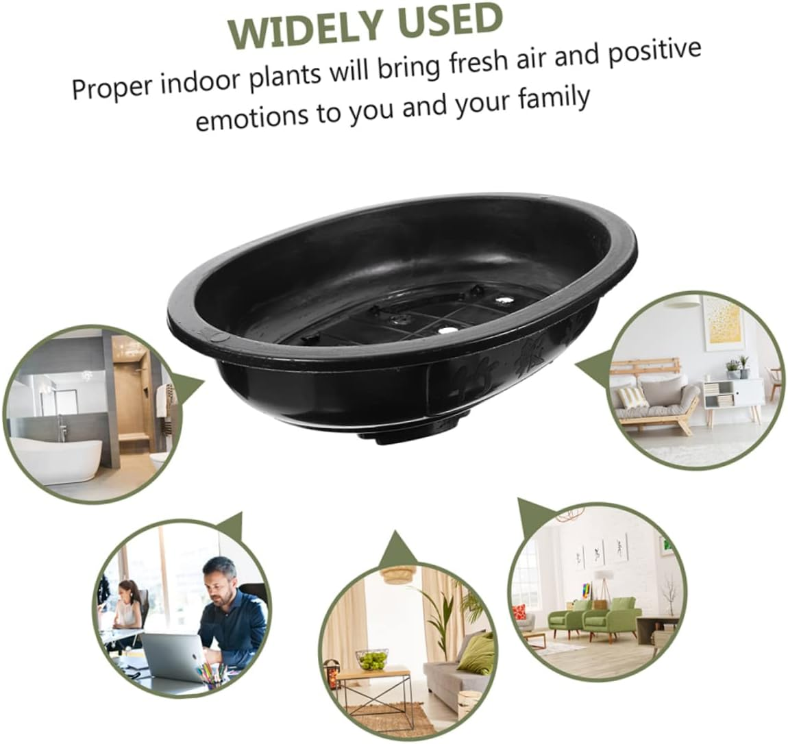 FUNOMOCYA 2Pcs Oval Bonsai Pot Large Pot Gardening Household Use Drainage for Indoor Planting Garden Supply image number 3